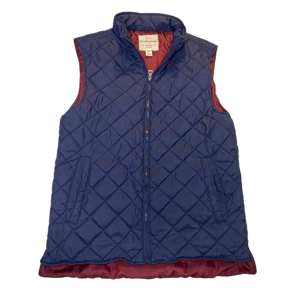 Weatherproof Vintage Quilted Puffer Vest Navy Blue Full Zip Men's‎ Medium